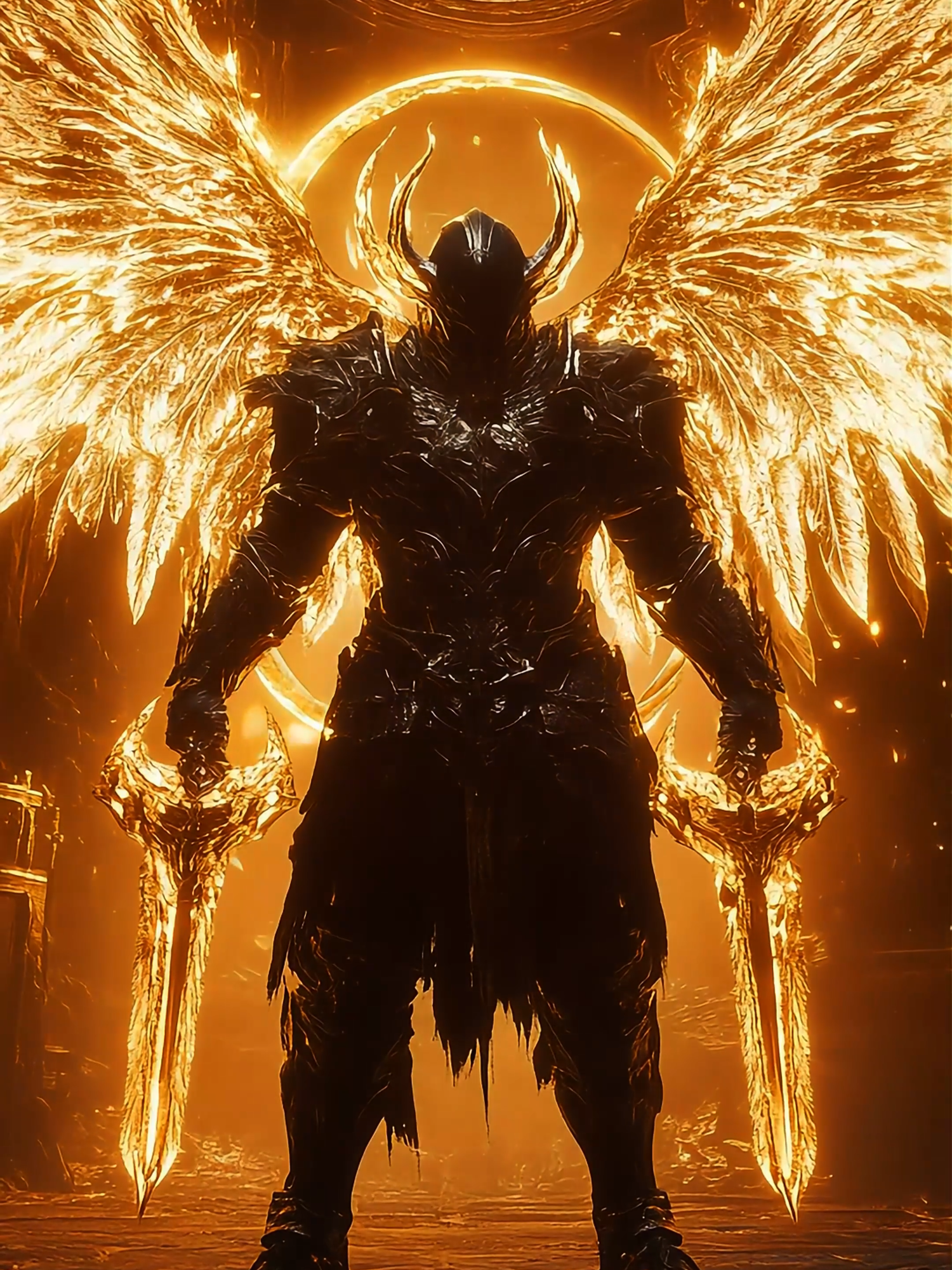 Live Wallpaper 4k : ⚔️✨ Behold the majestic warrior with glowing golden wings and swords, radiating divine power in a mystical setting! Dive into the epic fantasy world where strength and beauty converge.  #Angel #livewallpaper4k #2025 #livewallpaper #Epic #Powerful