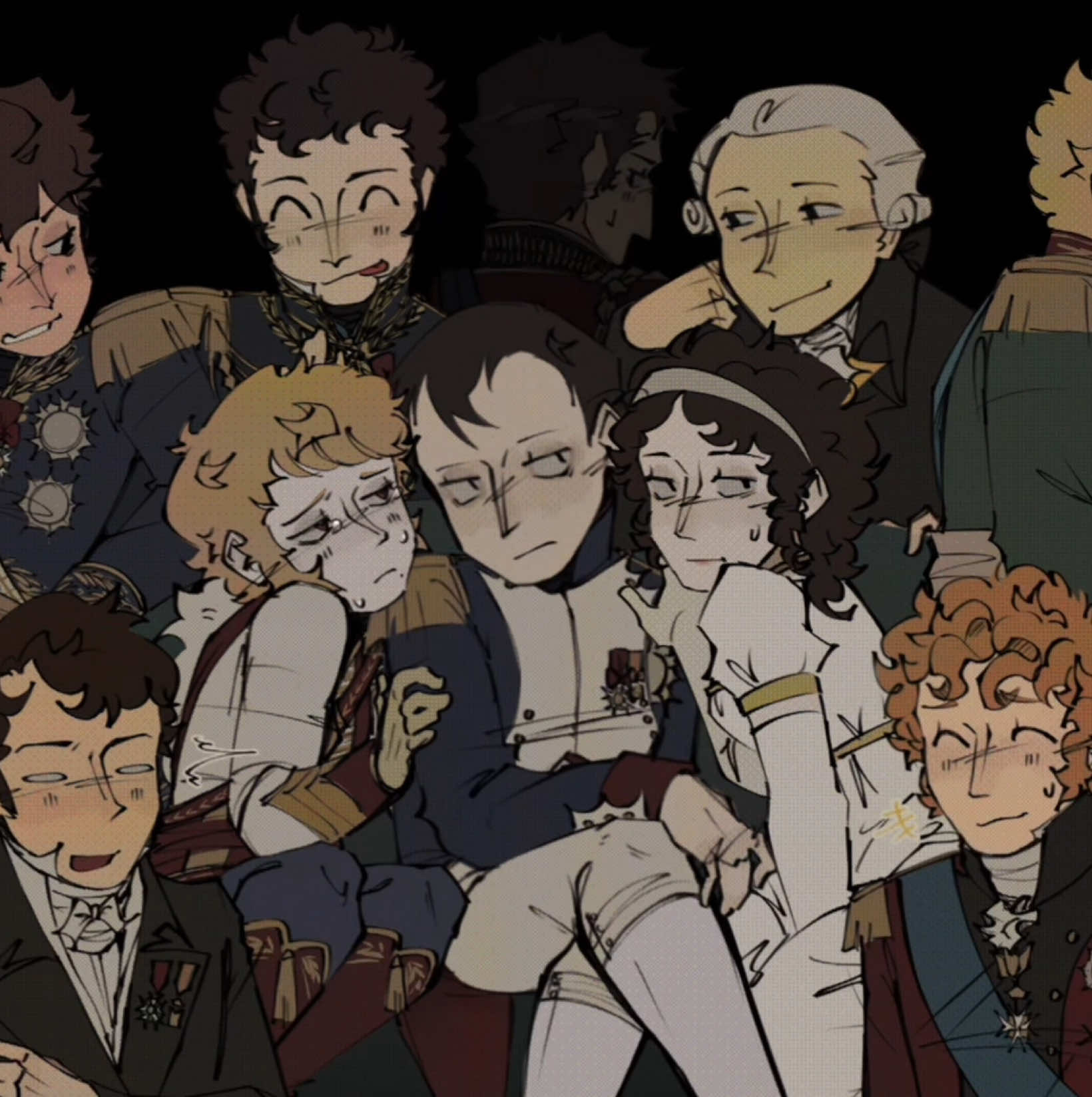 Hi! So um,,, there’s more than just napalex… (also pretend that wellington isnt part of this animation haha funny) Mofos in this animation (half of them are my first time drawing them so, sorry if it doesnt look like it 😭): Jean Lannes, Géraud Duroc, Augustin Robespierre, Tsar Alexander I, Jean-Andoche Junot, Josephine Bonaparte, Claude François Méneval, and Augustus (Duke of Saxe-Gotha-Altenburg)  Also this took almost 16 hours to make but ok #napoleonbonaparte #napoleonicwars #frenchrevolution