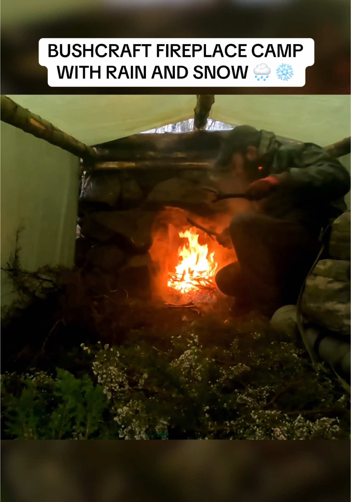 Bushcraft winter camping in rain and snow #bushcraft #camping #outdoorlife #survival 