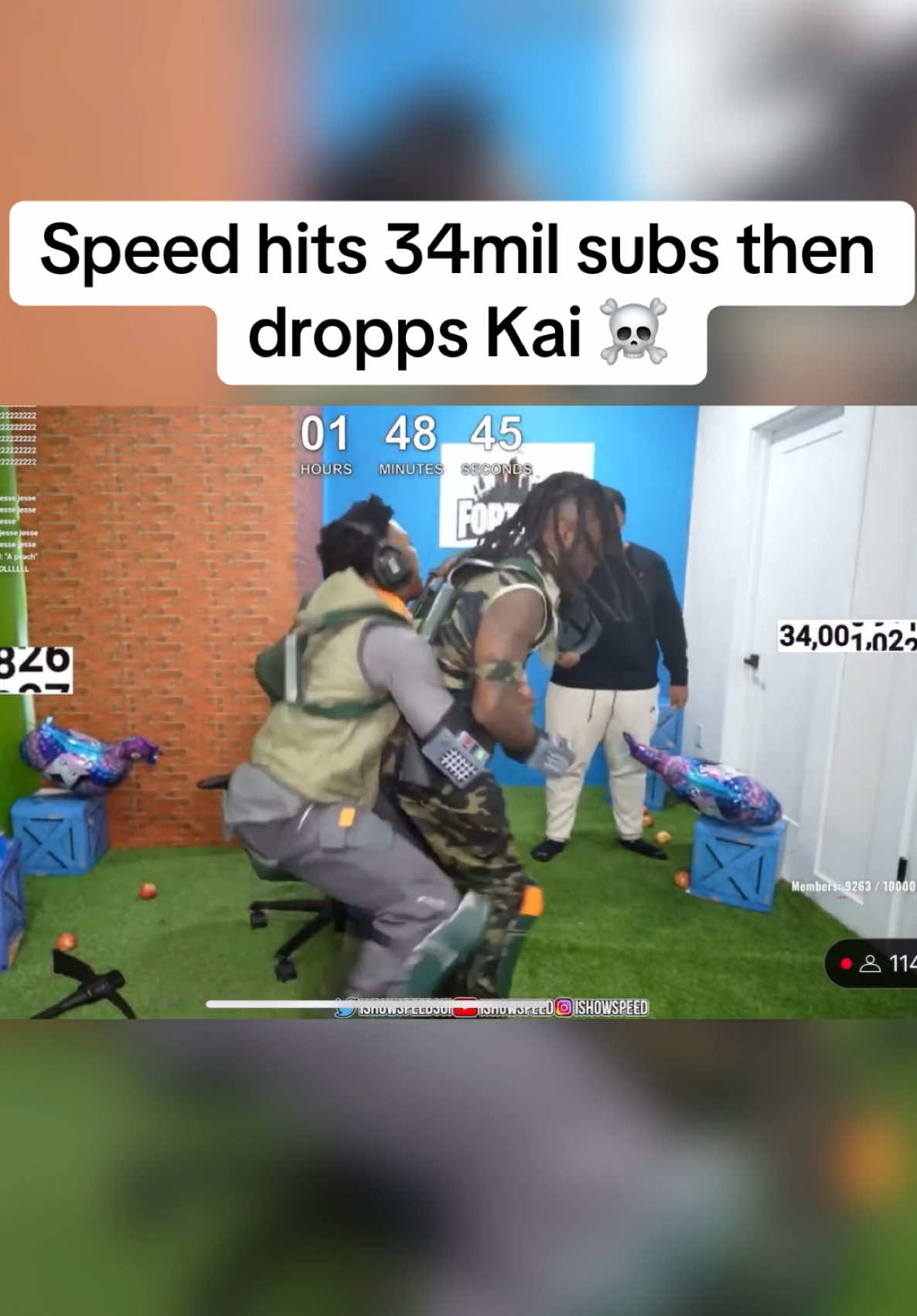 Speed his 34 mil subs then dropps Kai #reaction #react #kaicenat #kai #ishowspeeddd #stream #fortnite #ishowspeedclipz #ishowspeedlive #ishowspeedrage 