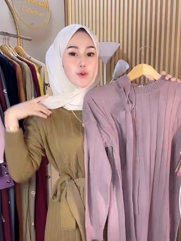 Zakila Dress Tali Rajut Gamis Muslim Panjang Rajut Tali Pinggang Dress #gamismuslim #gamiskekinian #gamispremium 