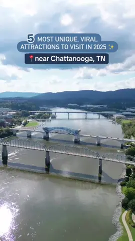 Most viral attractions of 2024 within an hour or so of Chattanooga, TN. Combined these videos reached 28 Million+ views on my IG this year 🤯   The Lost Sea in Sweetwater, TN The Caverns in Pelham, TN Tennessee Valley Railroad train rides Ruby Falls in Chattanooga, TN Rock City on Lookout Mountain check them out for things to do near Chattanooga in 2025 ✨ #chattanooga #lostsea #rockcity #rubyfalls #tennesseevalleyrailroad #thecaverns 