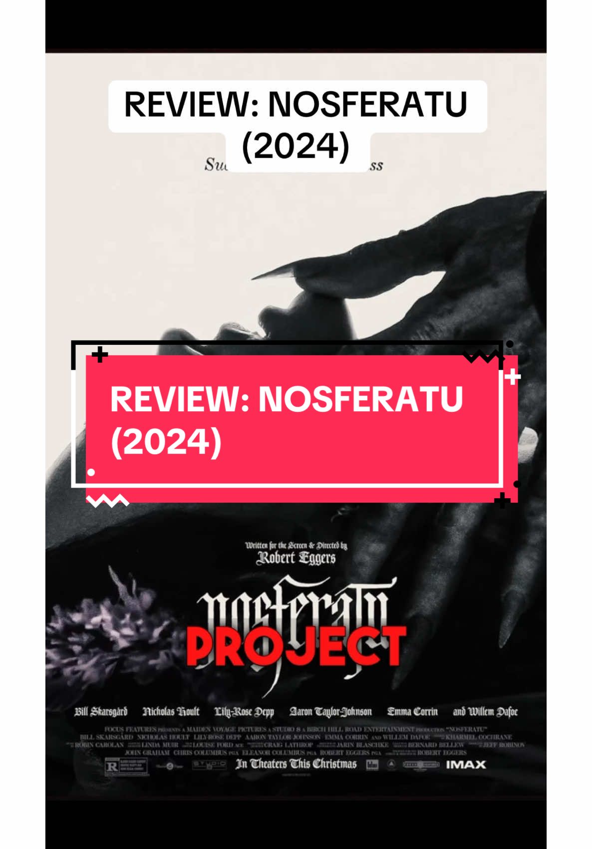 Review: NOSFERATU (2024) A remake of the 1922 classic about a young woman plagued by the obsessive longing of a centuries-old vampire. Starring Lily-Rose Depp, Bill Skarsgard, Thomas Hoult, and Willem Dafoe.  4.5/5 #nosferatu #lilyrosedepp #billskarsgård #horror #remake @focusfeatures 