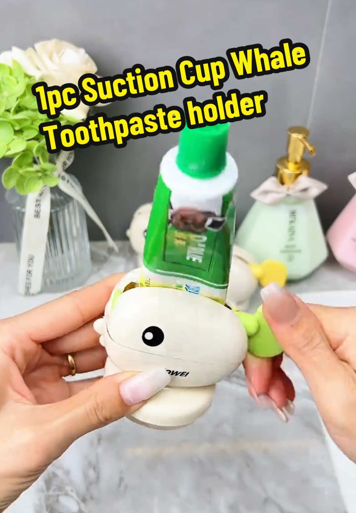 1pc Suction Cup Whale Toothpaste holder #fyp #foryou #youronlineshop 