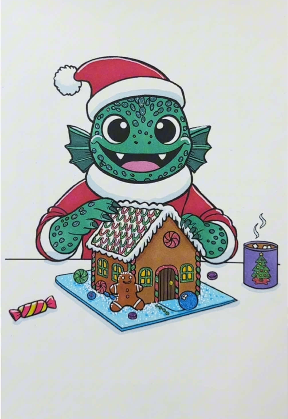 Relax and Color this gingerbread house with me #coloring #coloringbook #coloringpages #colorwithme #gingerbread #relax #ohuhu #happyholidays #TikTokShop #fyp 