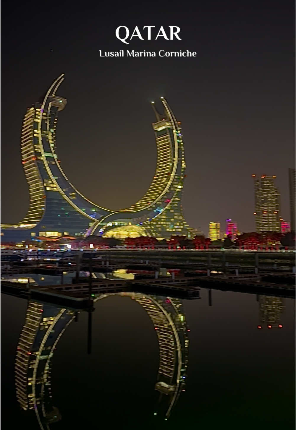 Lusail evening vibes 😍 #qatar #lusail #marina #corniche #qatartiktok #doha #dohaqatar #dohaqatar🇶🇦 #view #views #citylights #holiday #travel #vacation #mood #fyp 