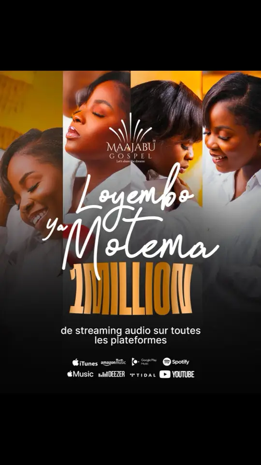 1 million de streams sur les plateformes 😭🙏🏽❤️ Merci à vous d’avoir accueilli l’album Loyembo ya Motema avec un cœur ouvert, prêt à recevoir de la part du Seigneur. Je prie que Dieu continue de toucher et transformer les vies de chacun(e) de vous à travers cet album. Je vous aime 🫶  Toujours disponible sur toutes les plateformes  https://bfan.link/loyembo-ya-motema-1 Quel est le clip que vous attendez avec impatience?