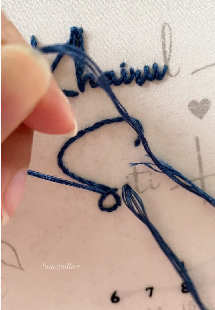 S letter using stem stitch ✨ #embroidery #handembroidery #handembroidered #handcrafted #embroideryart #embroiderytutorial #dmc #fyp 