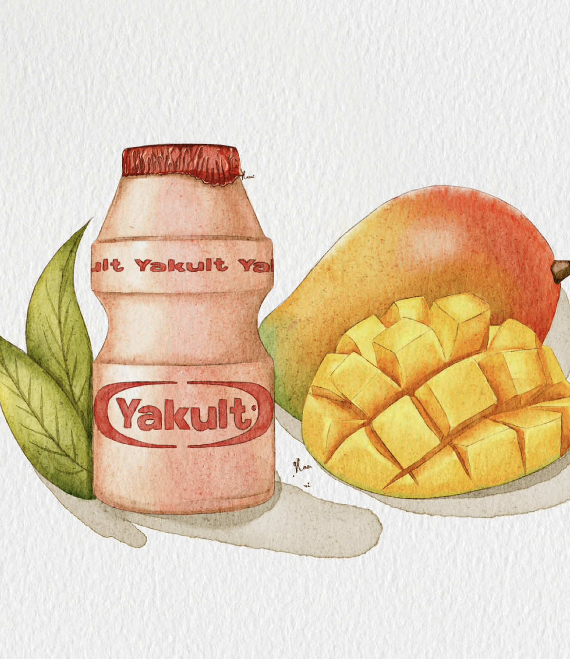 🥛🥭 Brushes and paper texture link in my bio 🫶🏻 #procreate #watercolor #digitalwatercolor #yakult #mango 