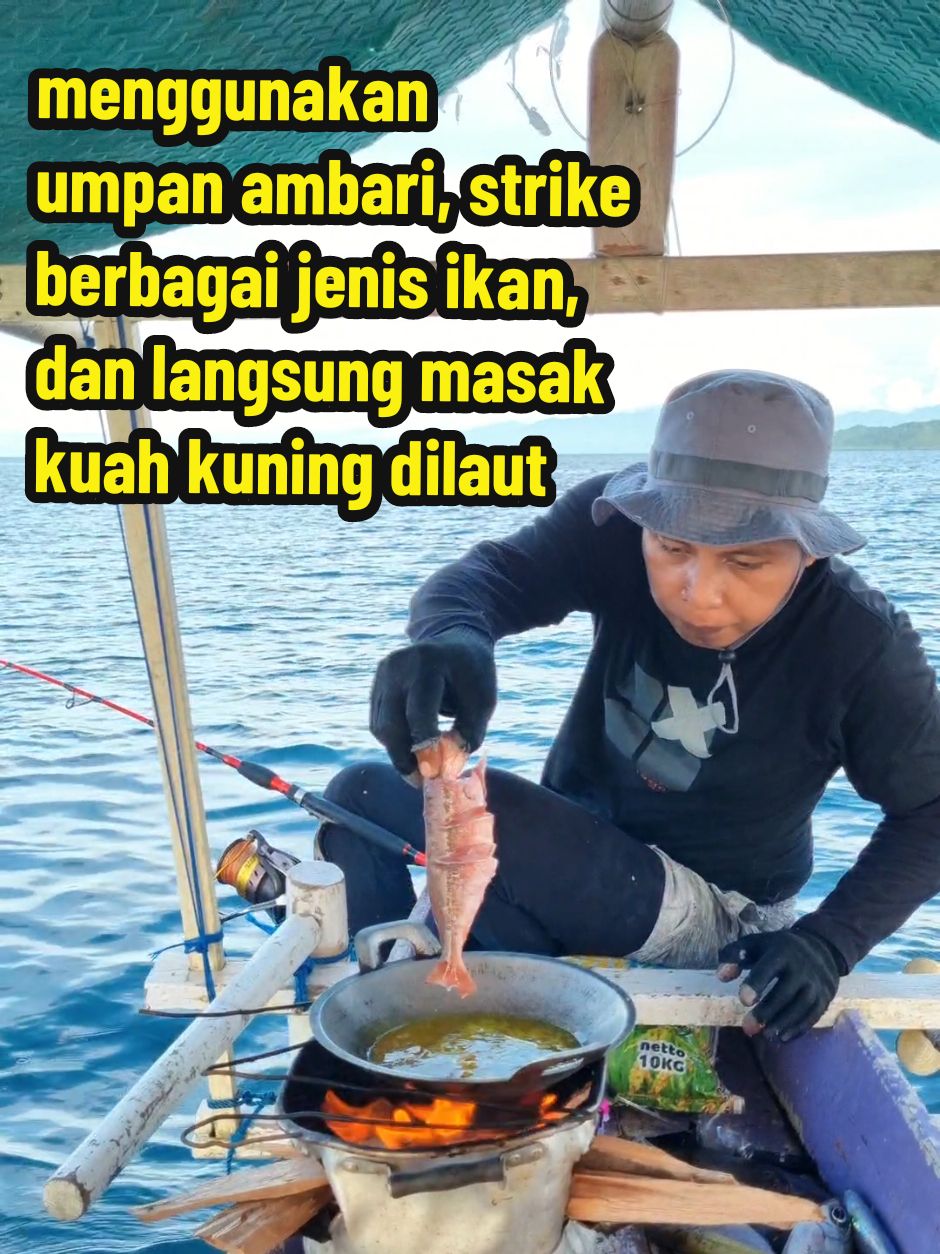 Strike ikan ekor kuning, ikan kurisi, ikan sulir dan ikan anton langsung masak kuah diperahu #videomasakseafood  #ikansegar #jelajahkuliner 