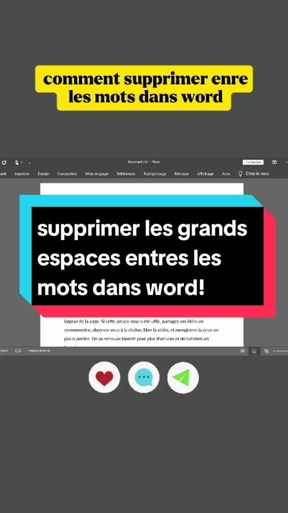 #creatorsearchinsights comment supprimer les grands espaces entres mots dans Word. #astuce #videoviral #word #PC 