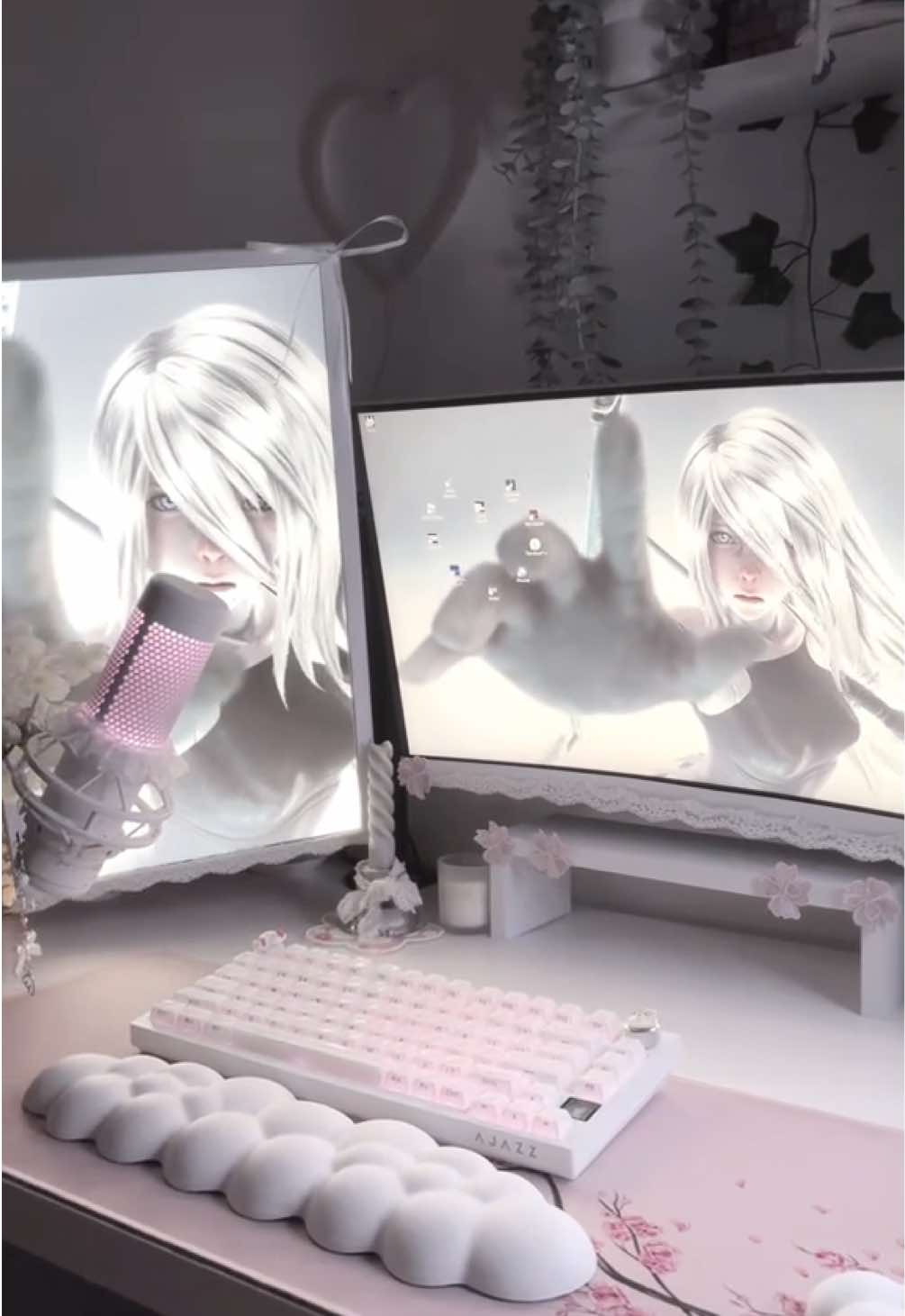 White setups are just cleaner🪽 #desktour #foryou #pc #GamingSetup #tecktok #whitesetup #foryoupage #viral #fyp #setuptour #cozy #cozygames #animegirl #cutecore🎀🦴🍮🐾 #coquette #creatorsearchinsights 