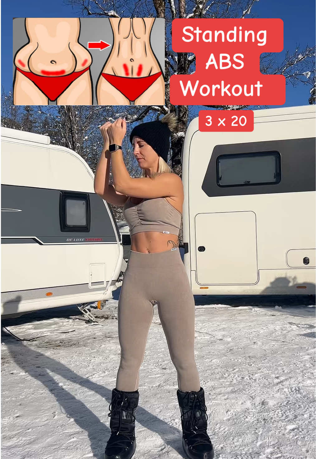 ABS Workout im Stand! 3 Runden 4 Übungen 20 Wiederholungen (pro Seite) Du kannst das Workout ganz einfach zu Hause, im Gym oder aber im Urlaub durchführen!  Ganzes Workout bei Instagram  😘 ———————————— ABS workout while standing! 3 rounds 4 exercises 20 repetitions (per side) You can easily do the workout at home, in the gym or on vacation!  Full workout on Instagram 😘 #abs #absworkout #flattummy #personaltrainer #fitmom #Fitness #homeworkout #pilates #transformyourbody #pilatesworkout #athomeworkout #dailyfit #dailyworkout #FitTok 