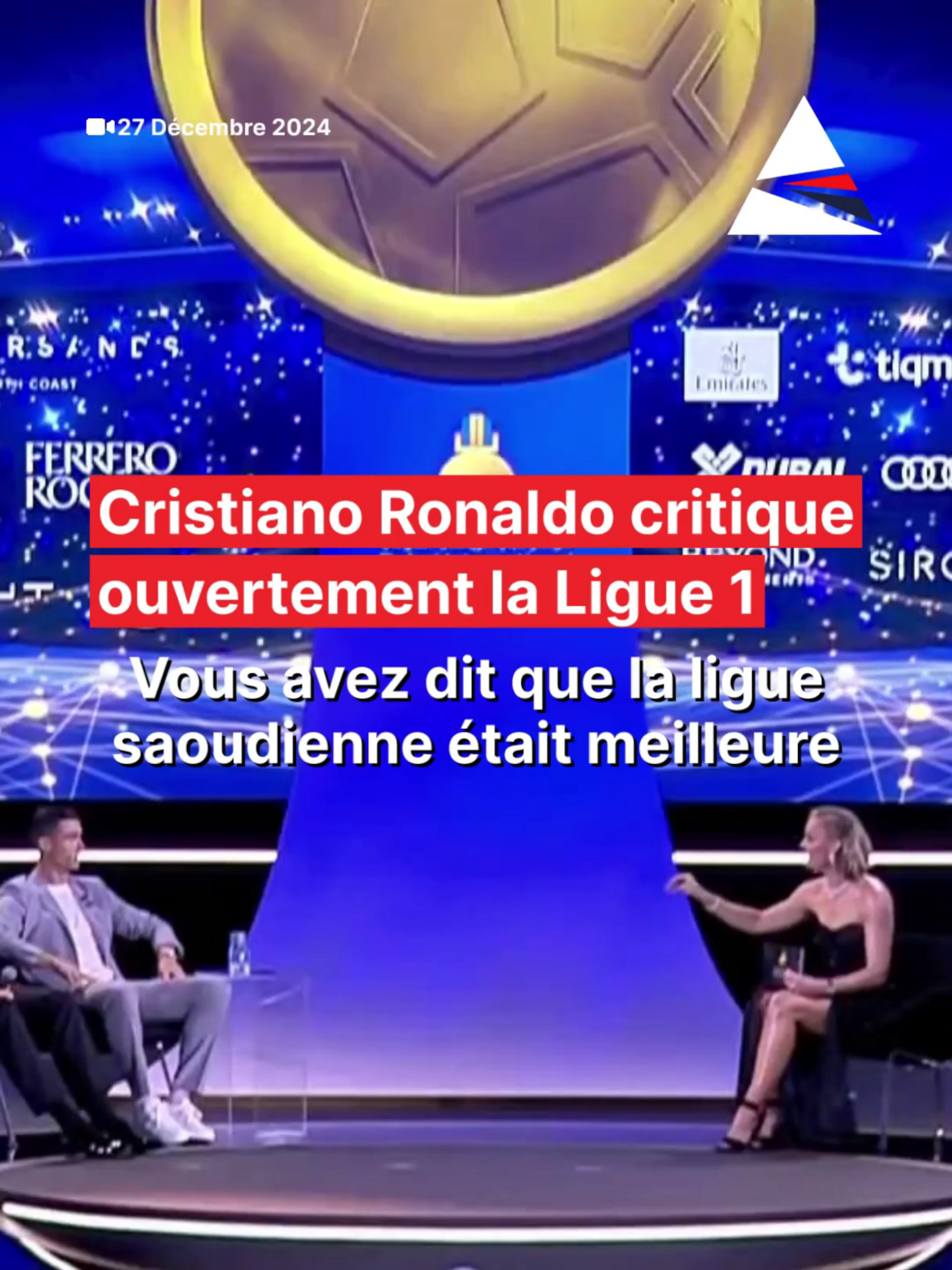 Dans une interview lors des Globe Soccer Awards 2024, Cristiano Ronaldo a affirmé que le championnat français (Ligue 1) était moins bon que la ligue saoudienne, où il évolue à Al-Nassr. Il a aussi avancé qu'en France, seul le PSG était un club cométitif. Qu'en pensez vous ? #ronaldo #cristianoronaldo #ligue1 #psg #polemique