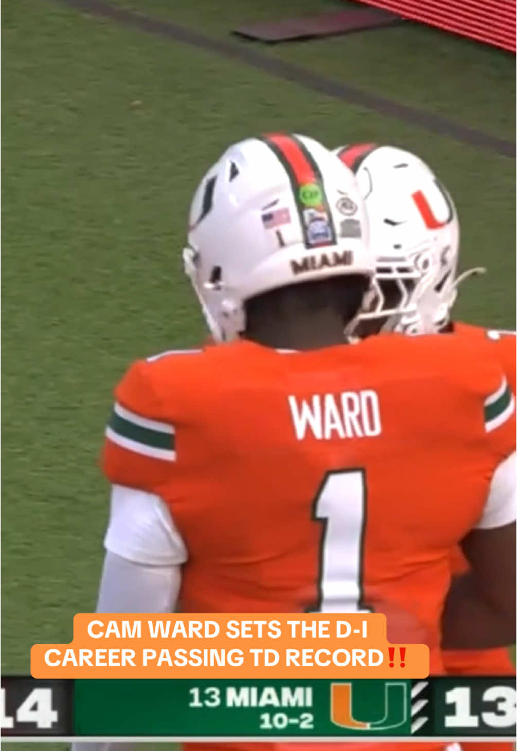 A D-I record 156 career passing TDs for #CamWard 👏 #cfb #cfbpostseason #touchdown #miami 