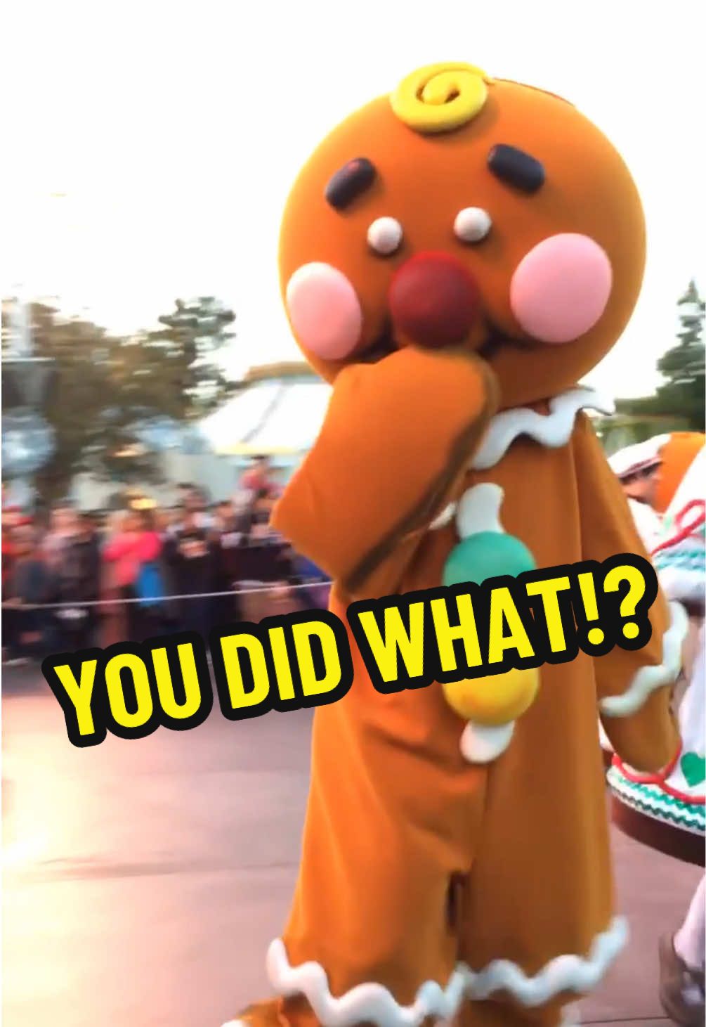 Found this gem from 2016. The gingerbread man was SHOOK and the baker screaming “NOOOOO” is the icing on the cake, oops, I mean cookie. #disneyland #disney #disneyparks #christmasfantasyparade #achristmasfantasyparade #gingerbread 