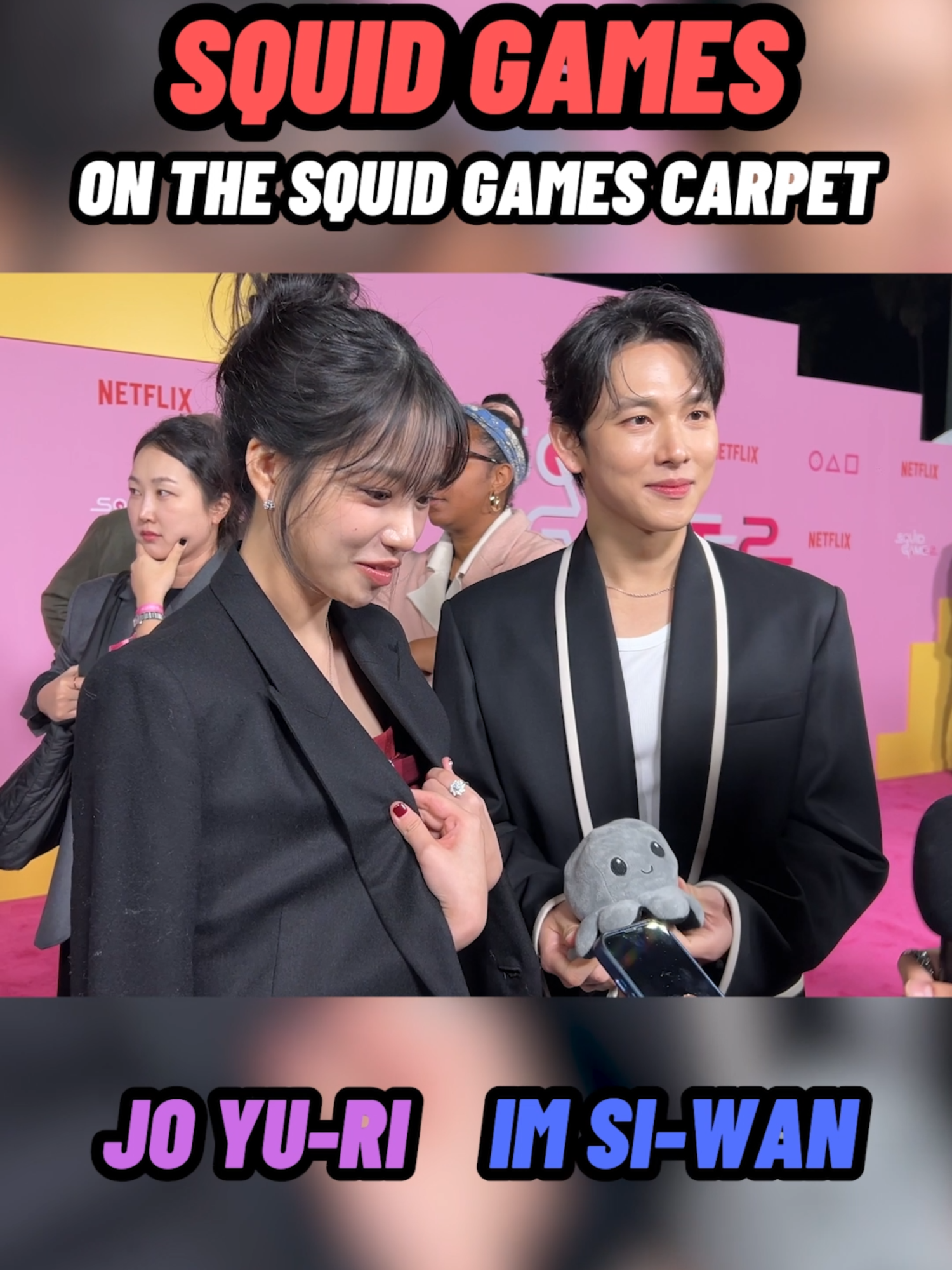 We played Squid Games on the *pink* carpet of Squid Games with stars of the show Jo Yu-Ri & Im Si-Wan and it was LIT! #squidgames #squidgames2 #squidgameseason2