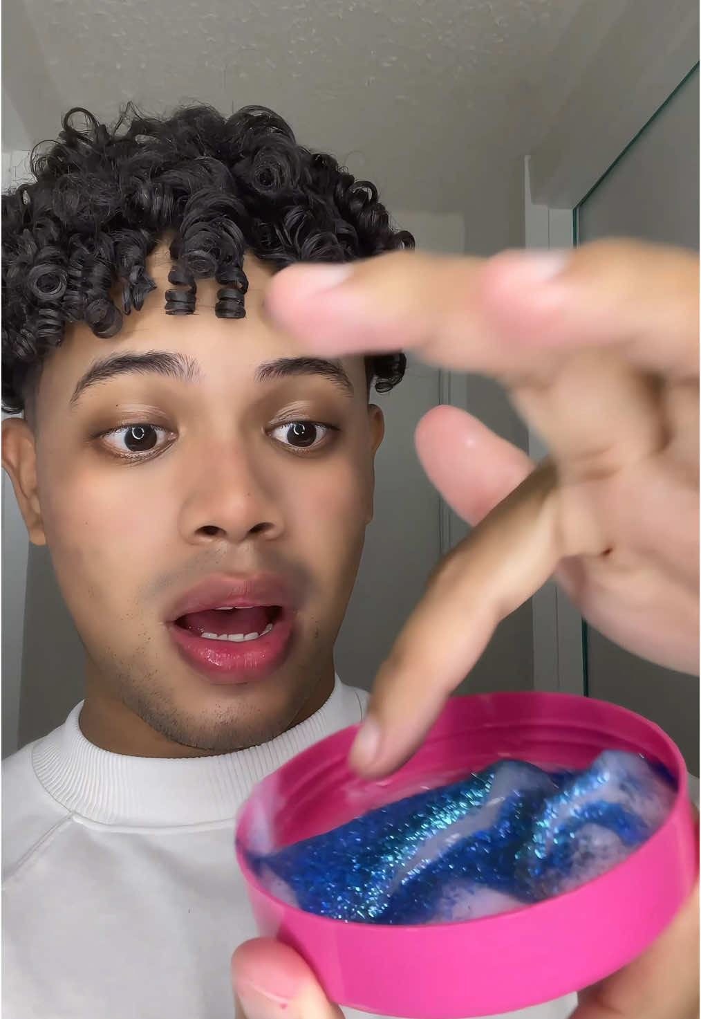 leaving curls shiny with glitter