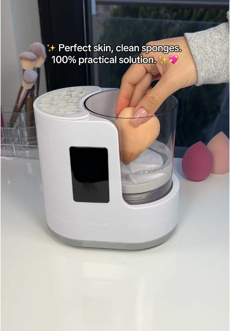 Give your skincare routine a boost with clean sponges and brushes 💕🧴 🫧 Washing your makeup brushes has never been this easy. 💖 With this 2-in-1 machine, you can banish bacteria and pamper your skin while saving time. Say goodbye to acne and hello to a flawless skincare routine. 💄🌸 #makeup #cleanbrushes #brushcleaning #beauty #skincare #beautyroutine #makeuptips #MakeupRoutine #makeuptutorial 