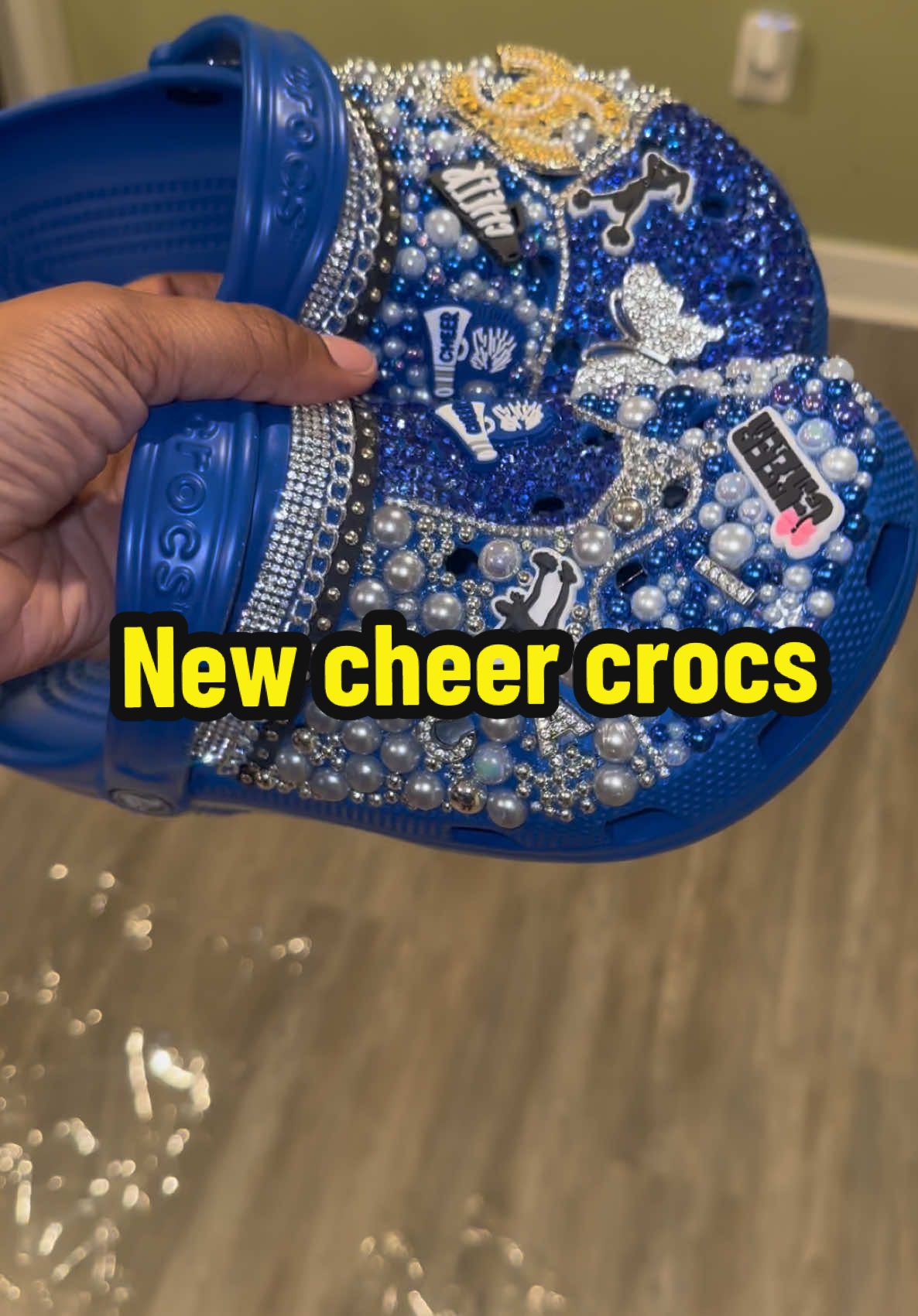 She is obsessed with cheer 📣 #customcrocs #cheercrocs #cheer #cheerleader #middleschoolcheer