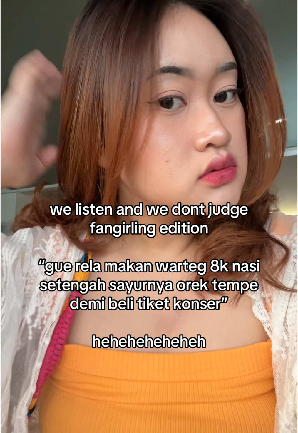 We listen we dont judge masih trend ya? Begini ga si konsep we listen we dont judge? tkt dikira ga paham konsepnya hehe jangan judge aku ya cukup listen aja karena ak makan orek tempe hehehe #fyp #kpopers #kpop 