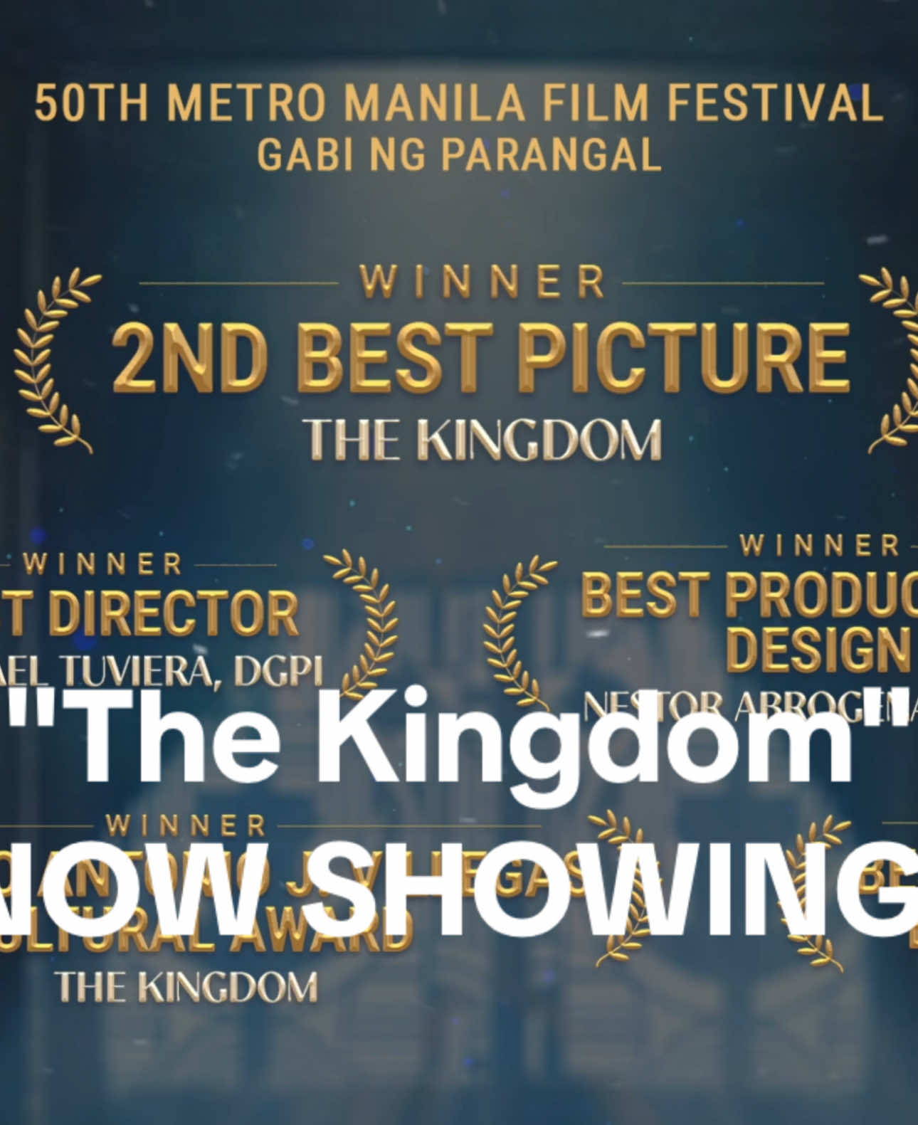 Pasabog ang suporta niyo kay Lakan! ✨👑 These awards from the #MMFF50GabiNgParangal are dedicated to each and everyone of you na naniwala sa ating pelikula! You deserve the greatest cinematic experience kaya naman head to the nearest cinema and watch #TheKingdom!