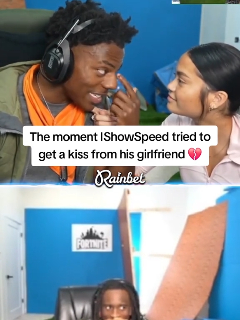 The moment IShowSpeed tried to get a kiss from his girlfriend 💔 #ishowspeed #fyp 