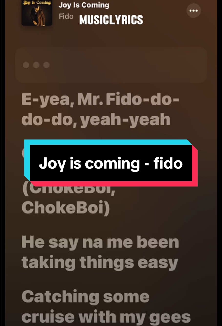 Joy is coming - fido #musiclyrics #goviral #fyp 