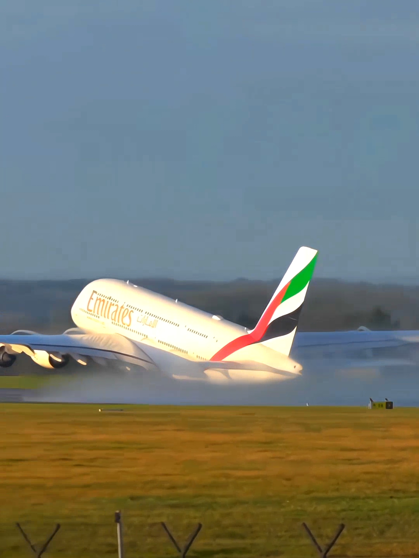 Emirates Airbus A380 takes off from Manchester Airport #Emirates #AirbusA380 #Takeoff #ManchesterAirport #Aviation #AirTravel #Airlines #Flying #Travel #aircraft 