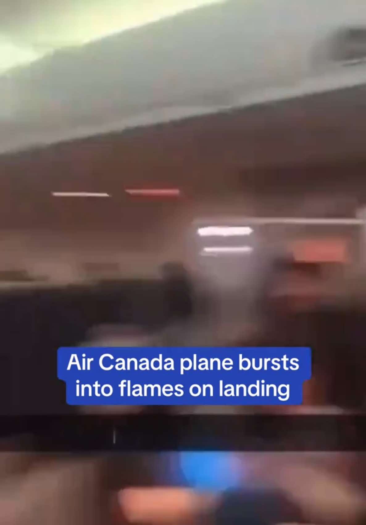 Chaos erupted after an Air Canada flight from St. Johns caught on fire when its wheels did not properly deploy during landing at Halifax Stanfield International Airport. Air Canada spokesperson Peter Fitzpatrick said to local media that the flight experienced a 'suspected landing gear issue,' but none of the 73 passengers were seriously harmed. Read the full story on DailyMail.com 🎥X/Schneidersznn #Canada #airplane #crash #fire #news 