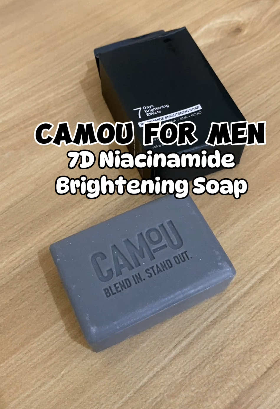 Camou for Men 7 Days Niacinamide Brightening Soap #camouformen #camou #blendinstandout #niacinamidesoap #whiteningsoap #brighteningsoap #tiktokshopfinds #tiktokviral #fyp 