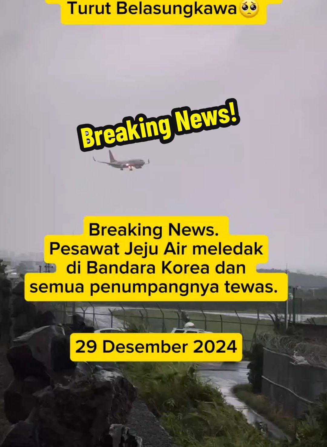 Kecelakaan pesawat Jeju Air yg menewaskan semua penumpangnya😥 #viralvideo #viraltiktok #TikTokAwardsID #foryoupage #jejuair #kecelakaanpesawat 