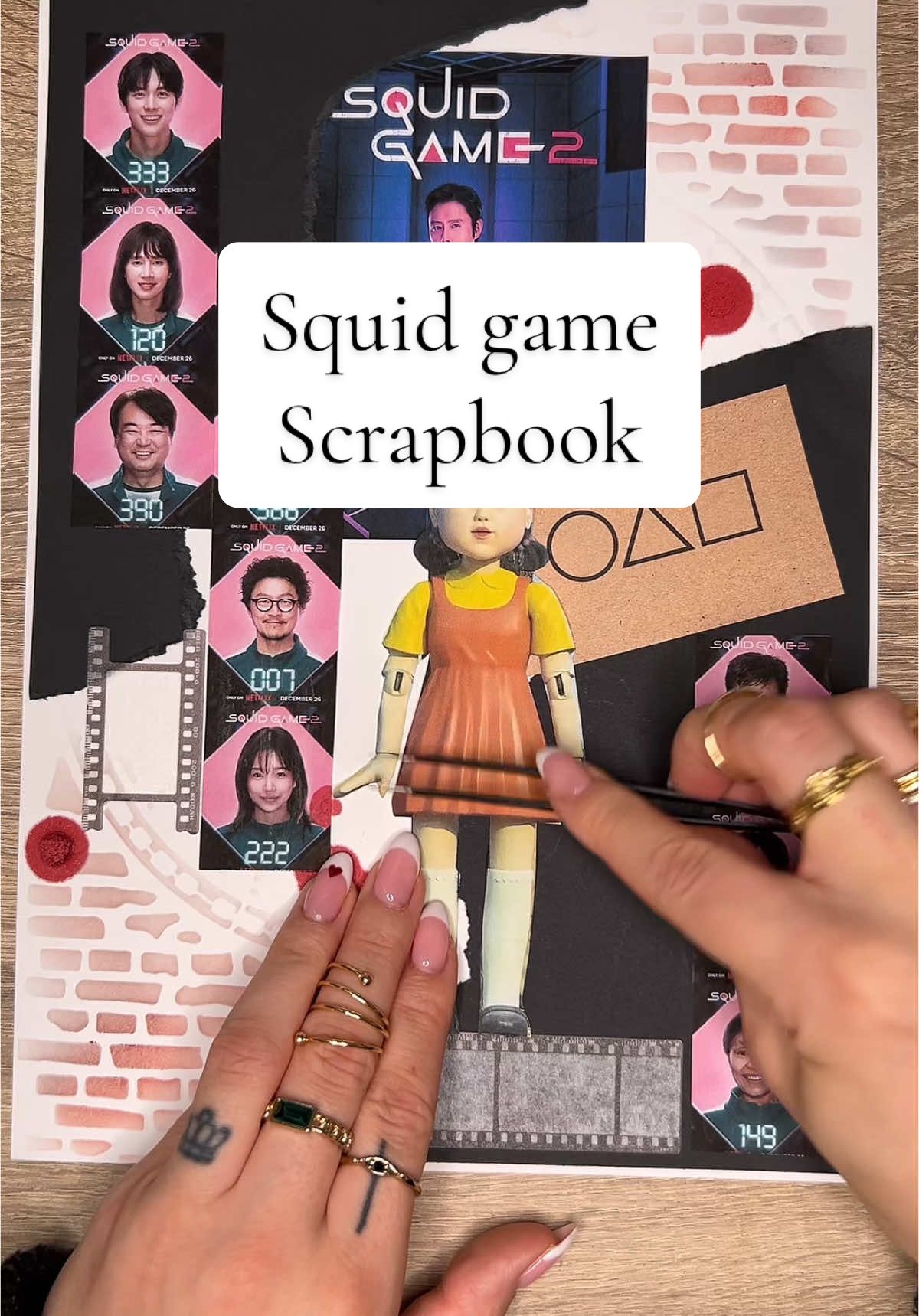 Squid Game season 2 | Scrapbook | journal | smashbook • #squidgame #squidgamenetflix #netflix #scrapbooking #smashbook #journaling #journal #journalwithme #junkjournal #asmrsounds #asmrtiktoks #asmrscrapbooking #redlightgreenlight 