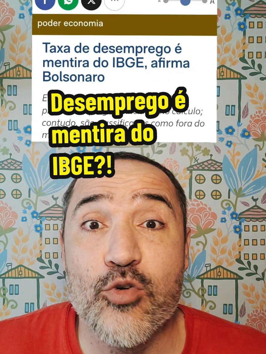 Bolsonsro diz que a taxa de desemprego no Brasil é mentira do IBGE. O problema é que o IBGE usava a mesma metodologia desde 2012, ou seja,  durante o governo dele o cálculo era feito da mesma forma e ele inclusive comemorou a queda no desemprego anunciada pelo IBGE em 2019 e 2022. #desemprego #Bolsonaro