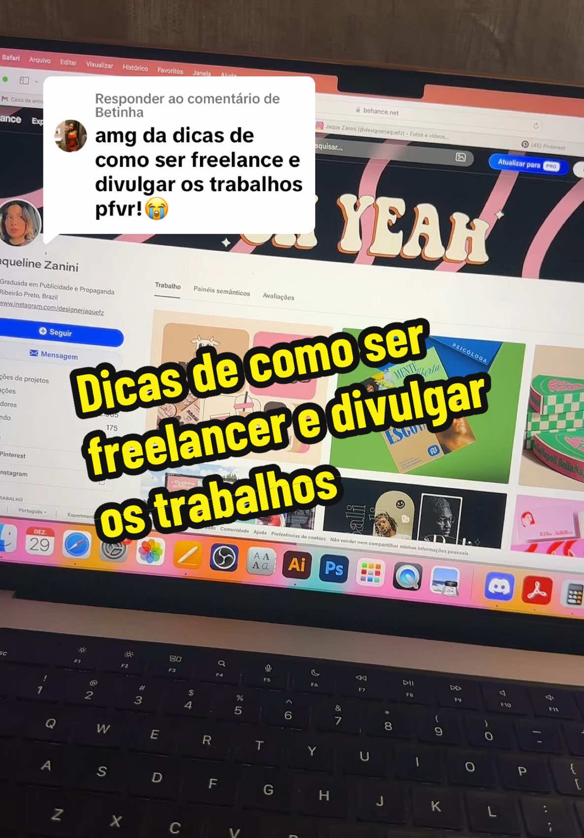 Respondendo a @Betinha Dicas de como ser freelancer e divulgar  os trabalhos #design #freelancer #dicas #portifolio #iniciante 