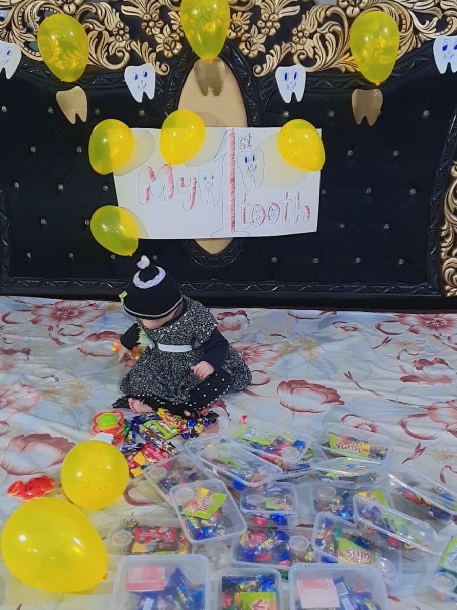 My baby's first tooth celebration💝 #year #1st #tooth #celebration #babyvideo #1millionaudition #viraltemplate #1millionaudition #foryoupage #viralvideo #viral_video #newyear #happynewyear #rajabfamilyvlog #100kviews #rajabbutt #birthday 