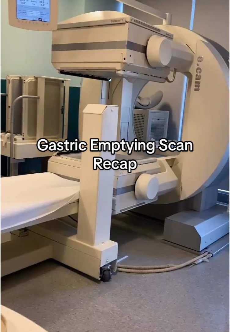 I had a gastric emptying scan done a few weeks ago and it was BORING 😴 lemme tell you about it! you start off by eating a radioactive egg so they can trace the food as it moves through your stomach. you have to fast a few hours prior so even though the egg was gross, I was just happy to eat something. my body does not like fasting because of my POTS and reactive hypoglycemia.  then you go in and out of a CT scan as they track your digestion! it’s seriously very boring so bring a book with you! you’re just sitting around for 5 hours basically 😅 my results came back normal so it was nice to have a peace of mind, but still no answers to these mysterious GI issues! I haven’t shared much health stuff in a while because I don’t have answers but I hope this was helpful! Let me know if you have any questions! #tummyache #ibs #ibsawareness #stomachissues #gihealth #gastroparesis #mcas #potssyndrome 