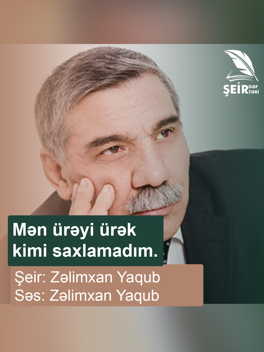 📜 Mən ürəyi ürək kimi saxlamadım ✒️ şeir: Zəlimxan Yaqub 🔈 səs: Zəlimxan Yaqub _____ Mən bilmədim sına bilər,yana bilər, Mən ürəyi ürək kimi saxlamadım. Nə biləydim buz baxışdan dona bilər, Mən ürəyi ürək kimi saxlamadım. Qohum gəldi,qonşu yığdı,yad apardı, Qəmli gələn qismətini şad apardı, Odu sönən ürəyimdən od apardı, Mən ürəyi ürək kimi saxlamadım. ____ #ŞeirDəftəri #SheirDefteri #Şeir #Şeirlər #Şiir #Azərbaycan #AzərbaycanŞeirləri #Məhəbbət  #ZəlimxanYaqub #ZelimxanYaqub #MənÜrəyiÜrəkKimiSaxlamadım #ZəlimxanYaqubŞeirləri