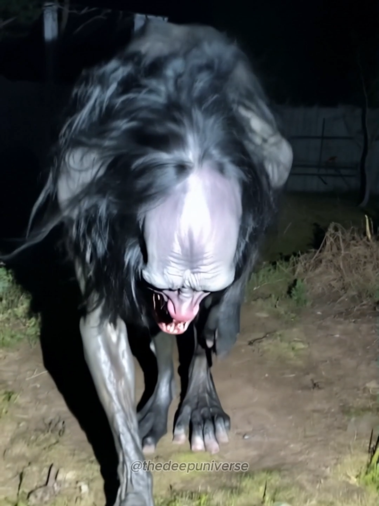 It’s in my backyard… Should I be worried? 😟 #skinwalker #backyardvisitor #nightmarefuel