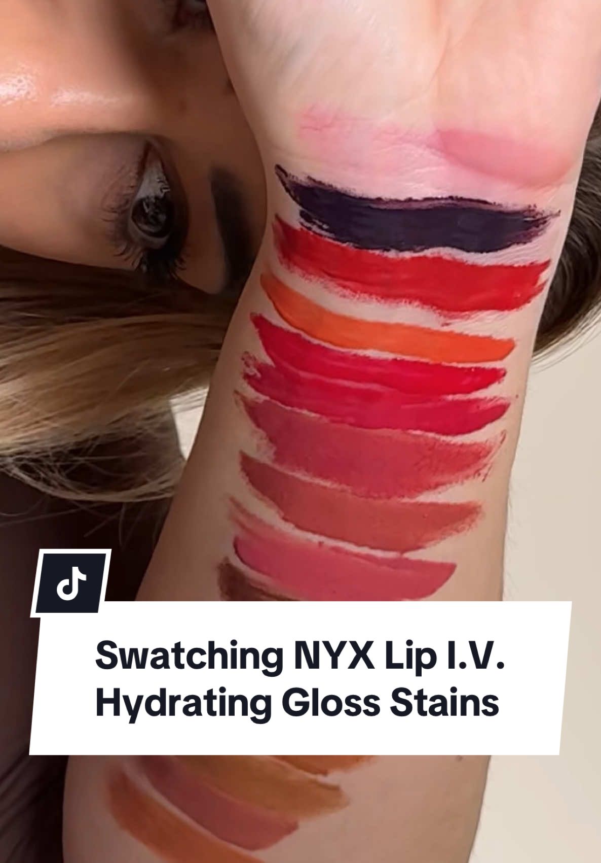 I just HAD to make a dedicated swatching video for @NYX Professional Makeup’s new Liquid Lip I.V. Glosses because they’re THAT good. The fact that they nailed something this glossy, this comfortable, and with this much color payoff with a soft stain—all at a drugstore price point? LOVE that. I swatched (almost) all of her shades so you can see them in their full glory — 14 of the 16 total. Enjoy beauty queens! And to be clear, NYX partnered with us on our last video to talk about these, but this video is an organic post of the swatches to help you get an understanding of the shade assortment. As always, partnerships are always disclosed here ❤️ Which shades are your favorite beauty queens?  #makeup #BeautyTok #drugstoremakeup #nyxcosmetics #lipgloss #lipstain #thelipsticklesbians 