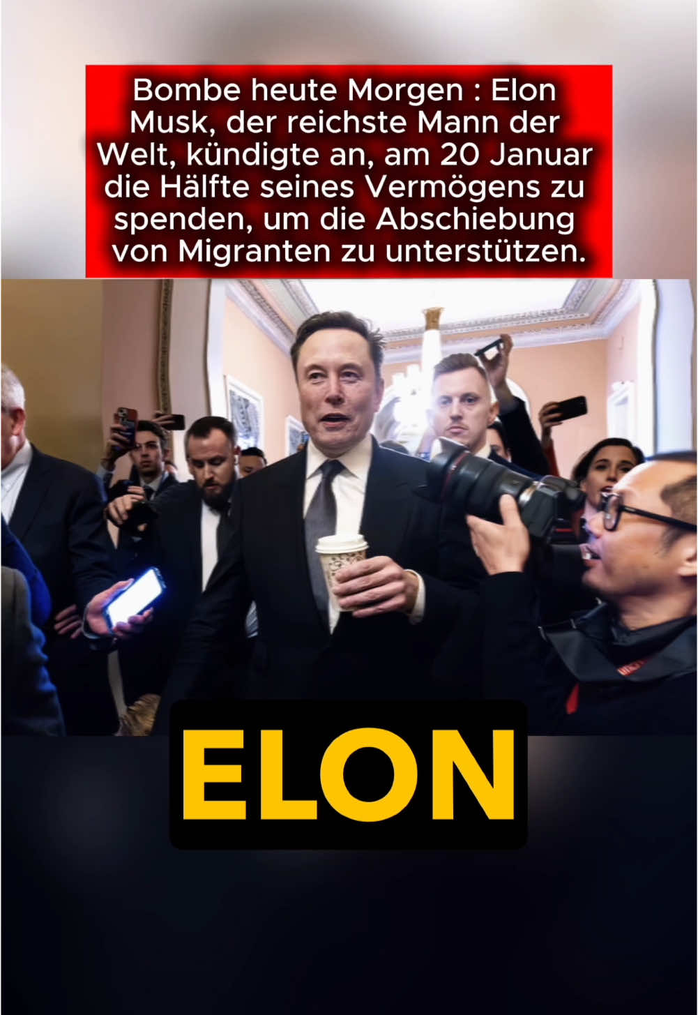 Bombe heute Morgen: Elon Musk, der reichste Mann der Welt, kündigte an, am 20 Januar die Hälfte seines Vermögens zu spenden, um die Abschiebung von Migranten zu unterstützen. #lernenauftiktok #geschichte #deutschland