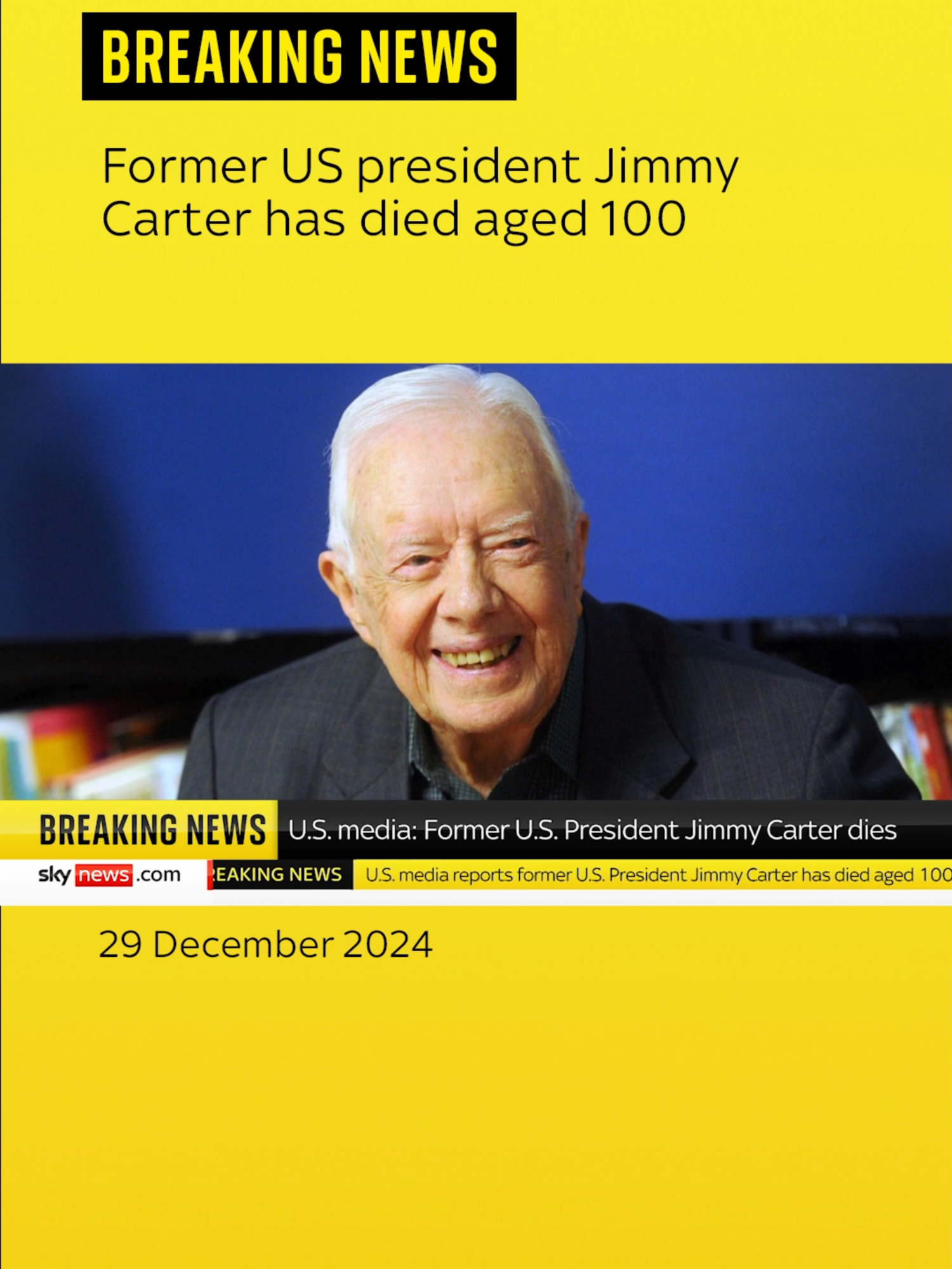 Mr Carter was the oldest living former US president and also won the Nobel Peace Prize. He became the 39th US president when he defeated former president Gerald Ford in 1976. #jimmycarter #uspresident #us