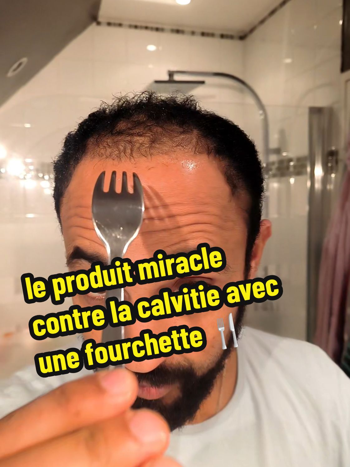 le produit miracle contre la calvitie avec une fourchette. 🍴😅#calvitie #tuto #pourtoi #foryou #Détermination #idee #solution 