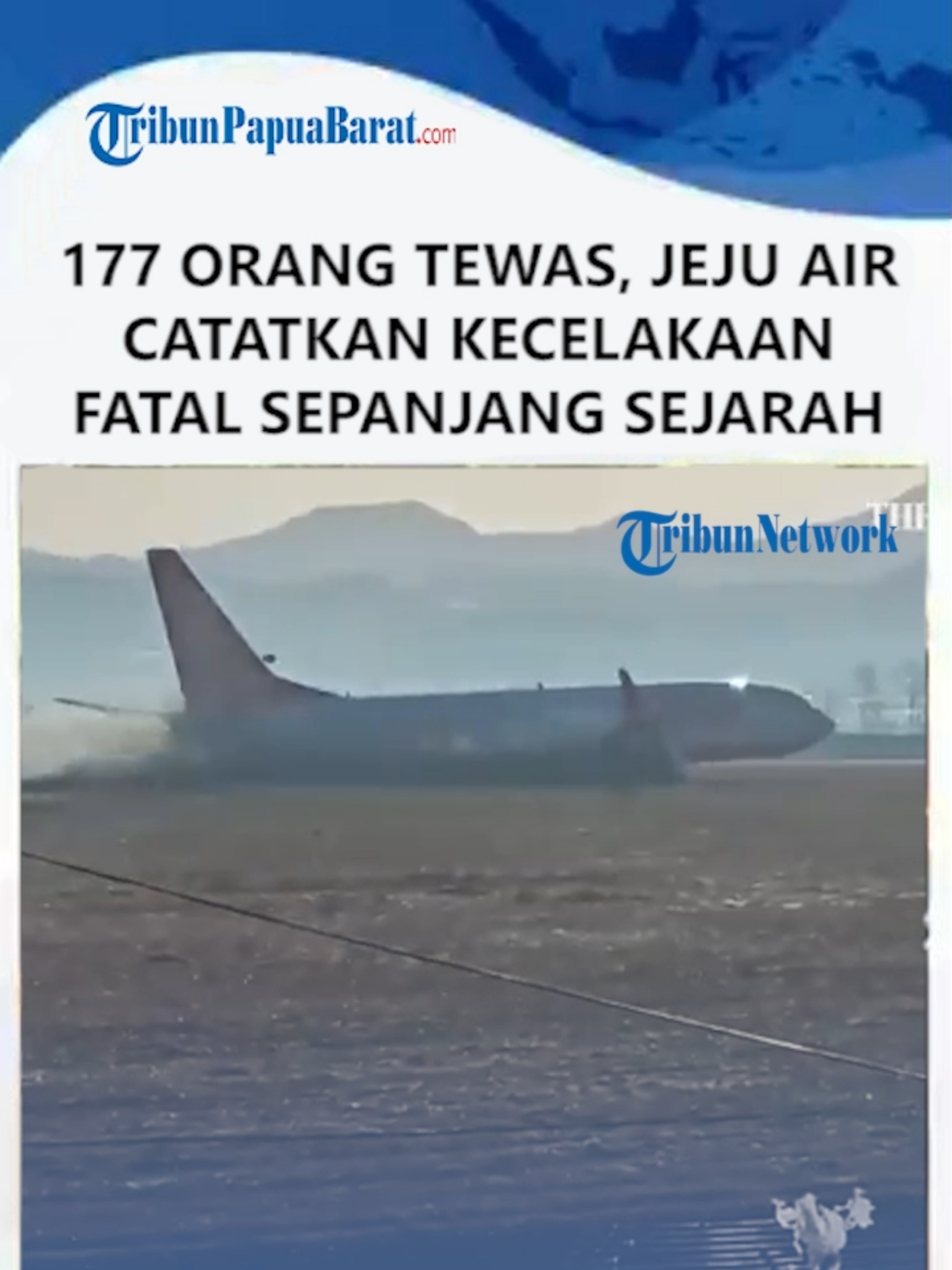 177 ORANG TEWAS, JEJU AIR CATATKAN KECELAKAAN PALING MEMATIKAN SEPANJANG SEJARAH KOREA SELATAN TRIBUNNEWS.COM - Jumlah korban tragedi maskapai Jeju Air yang mengalami insiden di Bandara Internasional Muan, Korea Selatan, pada Minggu (29/12/2024), terus bertambah. Terbaru, sebanyak 177 orang dilaporkan tewas dalam kecelakaan penerbangan paling mematikan yang pernah terjadi di Korea Selatan. Jeju Air penerbangan 7C2216 yang tiba dari Bangkok, Thailand membawa 175 penumpang dan enam awak di dalamnya. Artikel ini telah tayang di Tribunnews.com dengan judul Pesawat Jeju Air Sempat Terima Predikat Sangat Baik dalam Penilaian Keselamatan Penerbangan, https://www.tribunnews.com/internasional/2024/12/29/pesawat-jeju-air-sempat-terima-predikat-sangat-baik-dalam-penilaian-keselamatan-penerbangan?utm_source=headline. Penulis: Whiesa Daniswara Editor: Pravitri Retno W