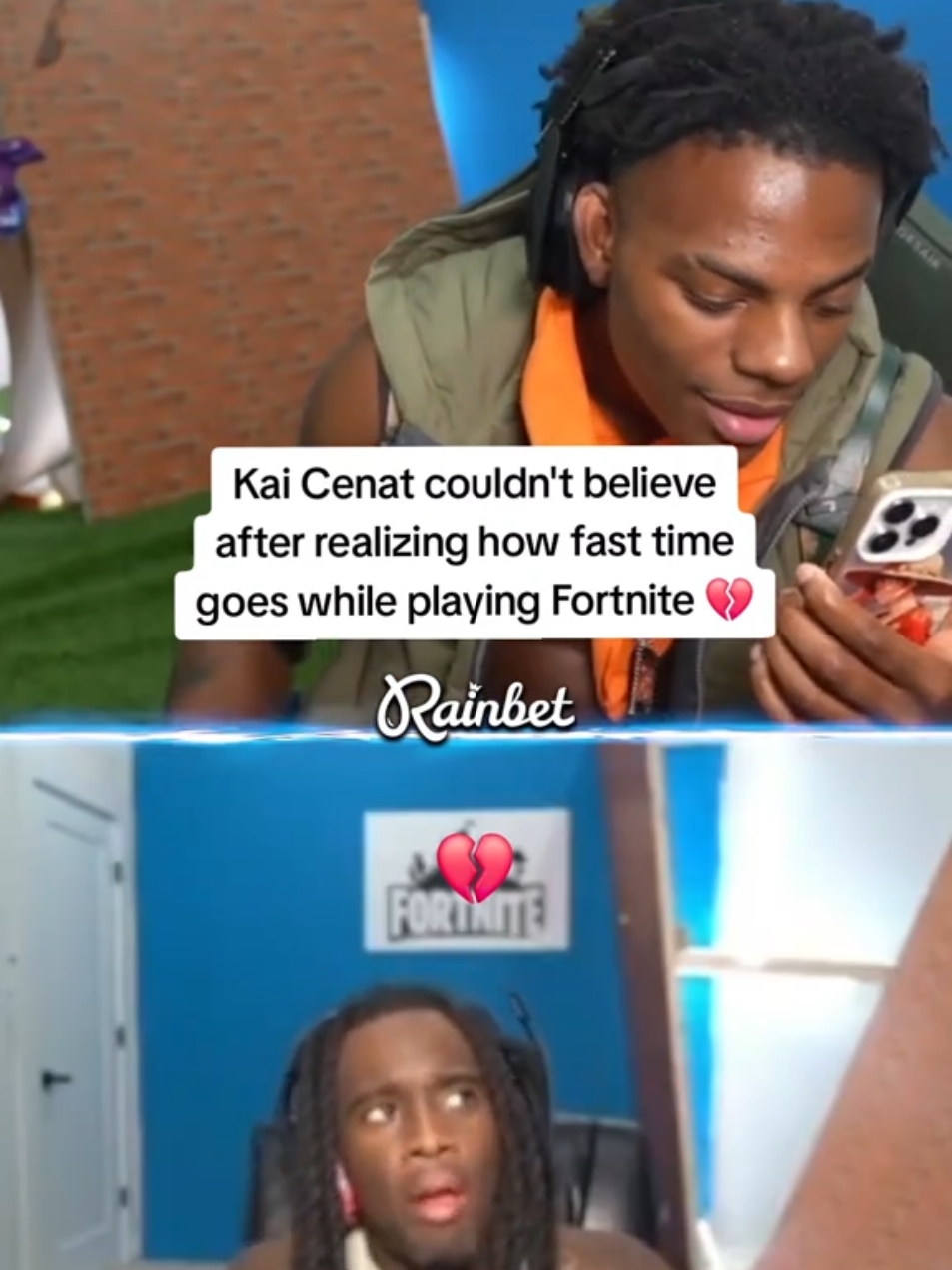 Kai Cenat couldn't believe after realizing how fast time goes while playing Fortnite 💔 #kaicenat #ishowspeed #fyp 