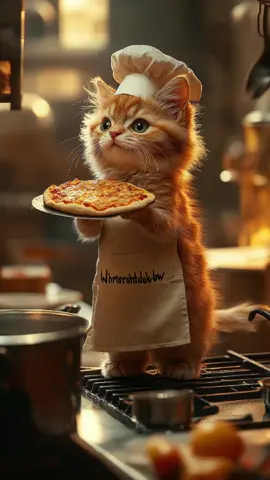 Cat preparing a pizza #ia #inteligenciaartificial #animal #hybrid #fusion 