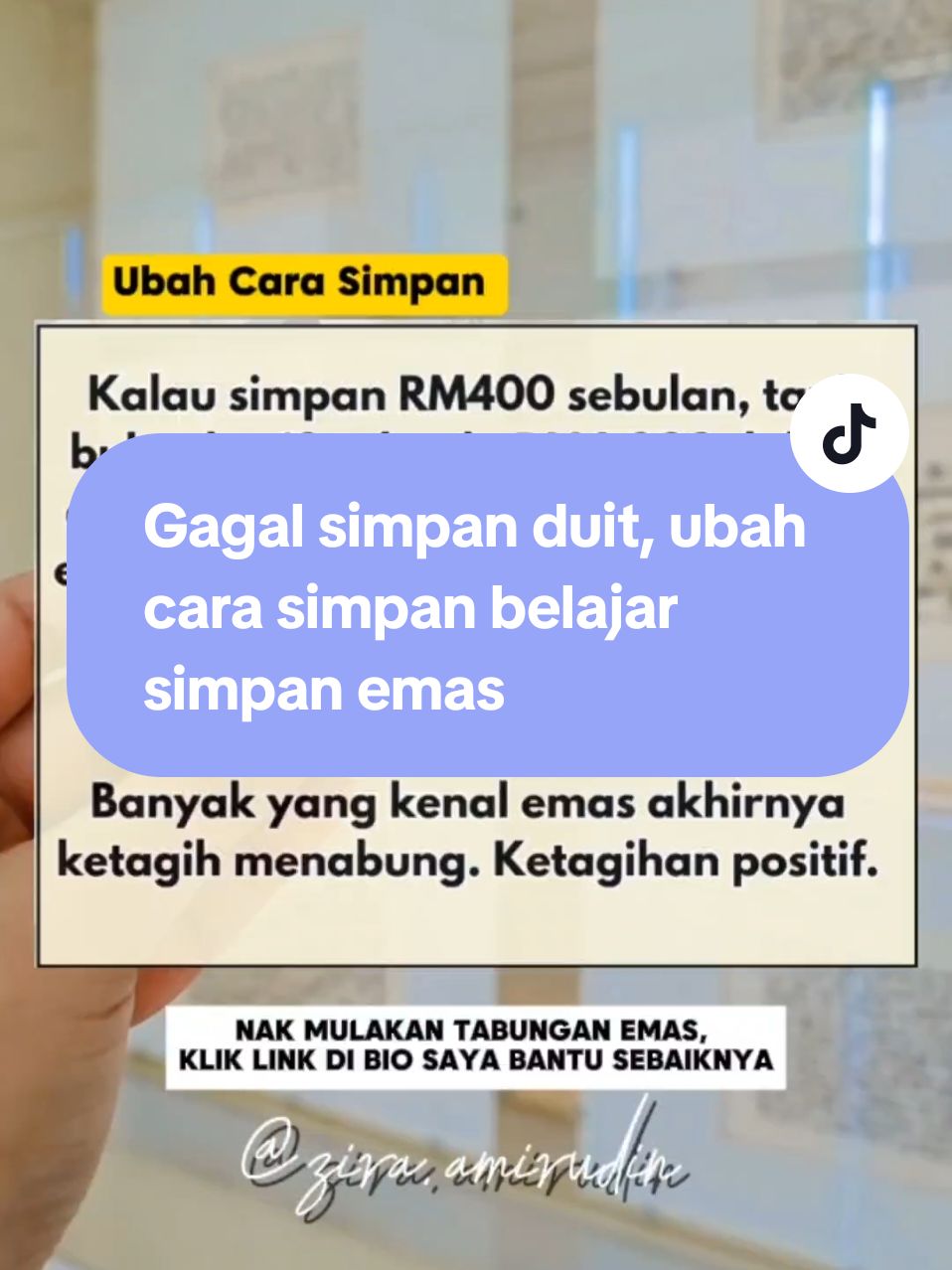 Bila dah kerja bertahun tapi masih gagal menyimpan duit, cuba ubah cara simpan duit kepada bentuk emas pula. Tak perlu tunggu duit banyak pun untuk bermula. Di akaun GAP boleh mula menabung emas serendah RM 100 sahaja. Kumpul sikit sikit sehingga jadi habit menabung aset emas. Aura emas ni berbeza tau, makin disimpan lama-lama makin sayang, tanpa sedar simpanan makin bertambah juga boleh rawat masalah boros berbelanja. Nak saya bantu mulakan simpanan emas boleh klik link di bio saya bantu guide sebaiknya. #tipssimpanan #tipsgaji  #emasfizikal #emas999  #publicgold 