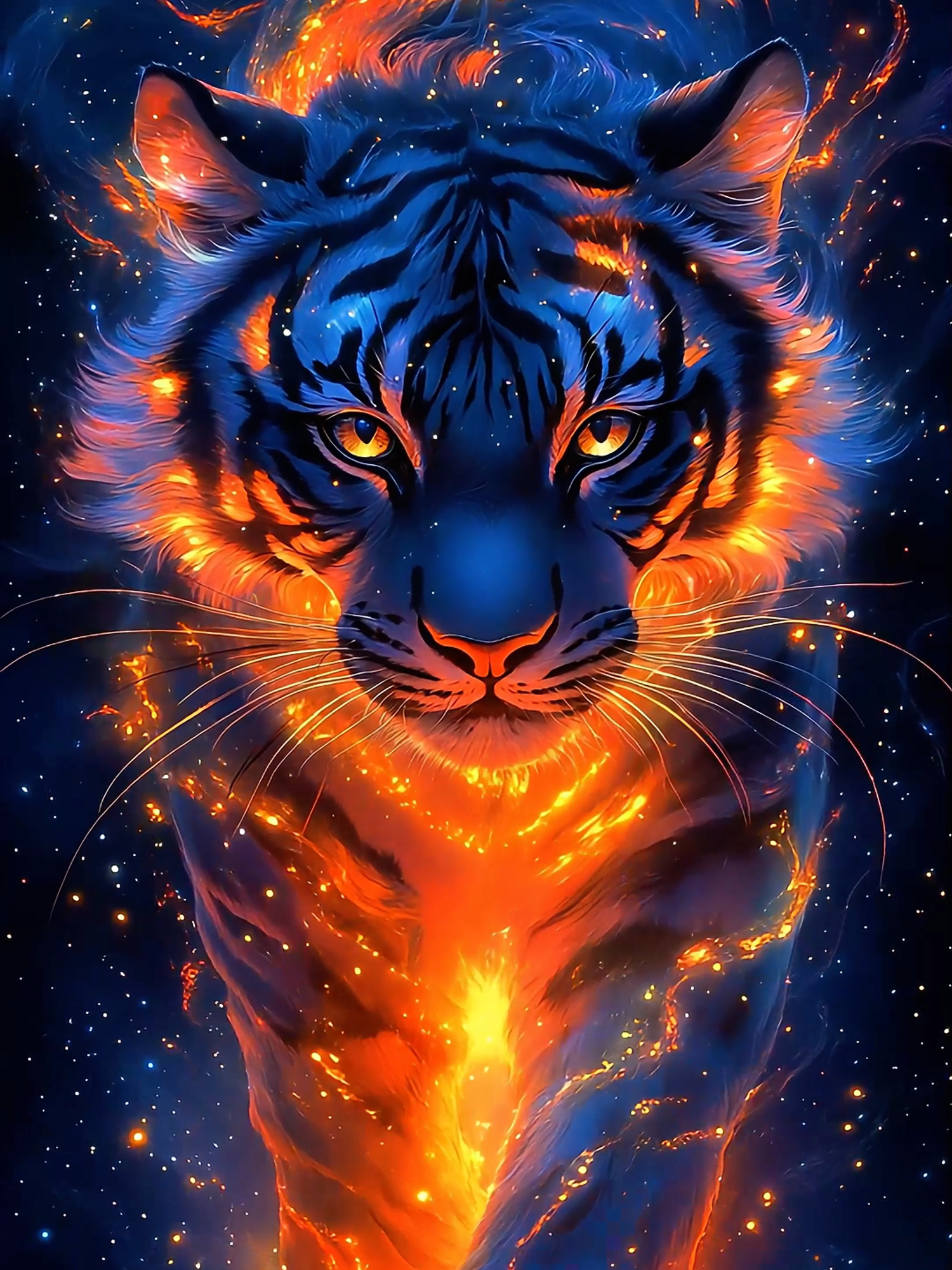 Live Wallpaper 4k : 🔥🐅 Behold the majestic cosmic tiger, glowing with flames and stars! Its powerful presence and captivating eyes will leave you in awe. 🌌✨ #Tiger #livewallpaper4k #2025 #livewallpaper #Epic #Powerful