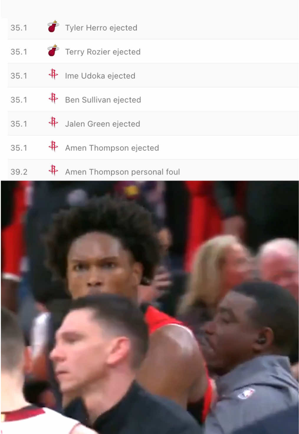 SIX PEOPLE EJECTED IN ROCKETS VS. HEAT 😮 #NBA #basketball #rockets #heat 