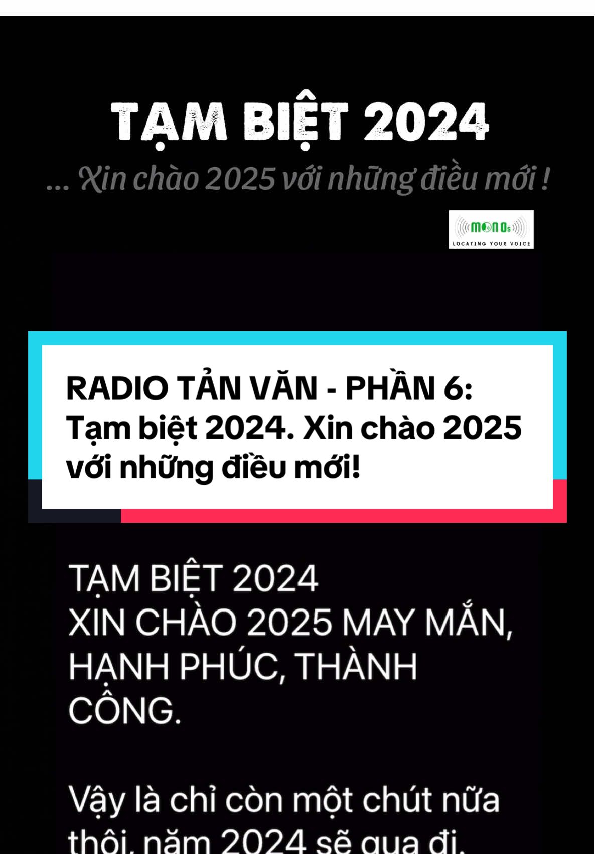 Tạm biệt 2024. Xin chào 2025 với những điều mới! - Hãy thử DUET tản văn này cùng Monos nhé! #monosvoice #duetluyengiong #trungtamphattriengiongnoimonosvoice #duetgiongnoi #duet 